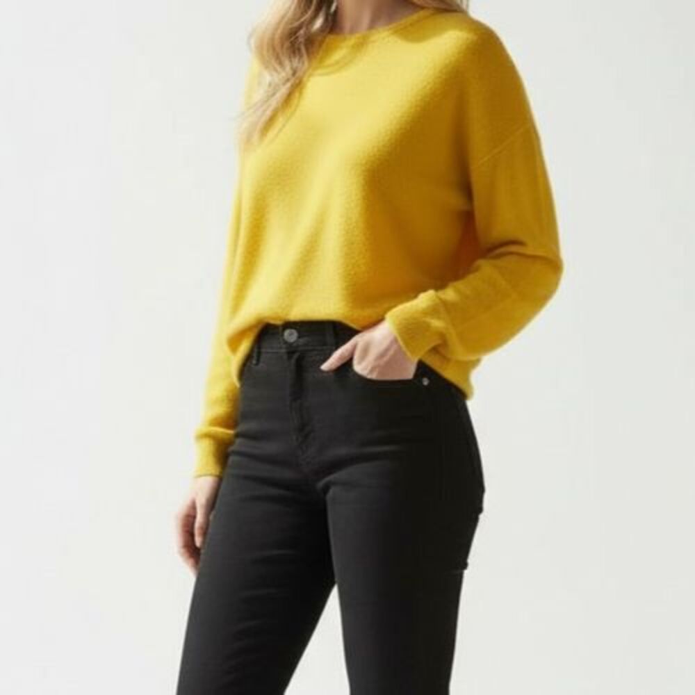 Charter Club Luxury Cashmere Sweater Women Large Sunny Yellow Long Sleeve